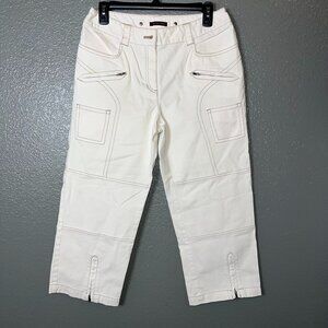 Vintage Bandolino Y2K Cargo Capri Pants Contrast Stitch Moto Utility Size 10